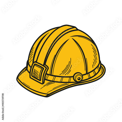 Hard Hat or Safety Hat, a hand drawn vector illustration of a hard hat. Construction helmet protection. Safety helmet vector isolated