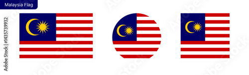 Malaysia flag PNG vector. Malaysia Square and round icon isolated on transparent PNG background. Malaysia flag icon