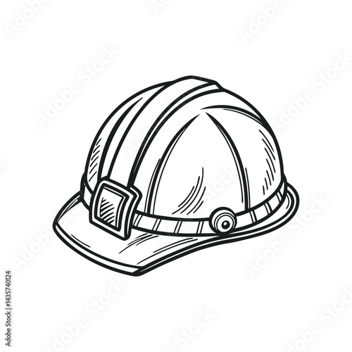 Hard Hat or Safety Hat, a hand drawn vector illustration of a hard hat. Construction helmet protection. Safety helmet vector isolated