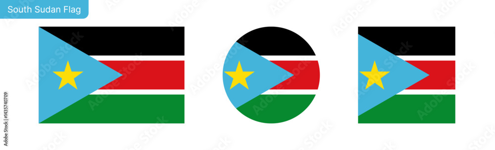 South Sudan flag PNG vector. South Sudan Square and round icon isolated on transparent PNG background. South Sudan flag icon South Sudan flag PNG vector. South Sudan Square and round icon isolated on transparent PNG background. South Sudan flag icon