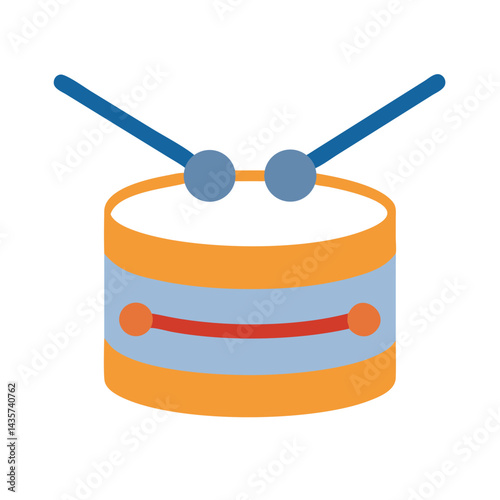 Stylized drum illustration with drumsticks on a black background