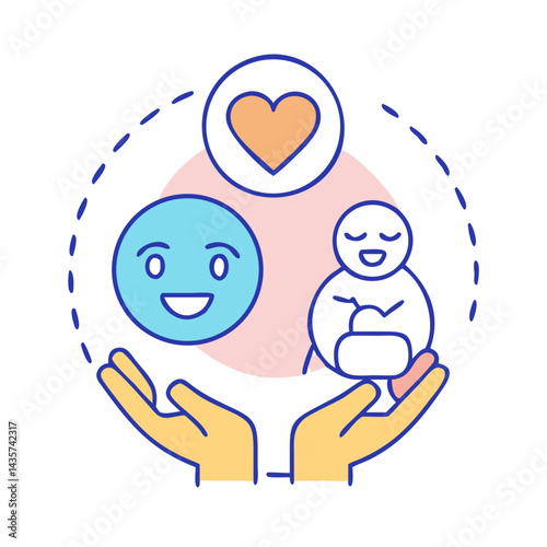 Conceptual illustration of happiness and well being in hands