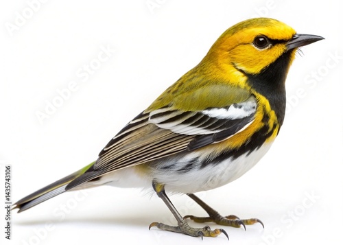 black throated green warbler isolated on white background