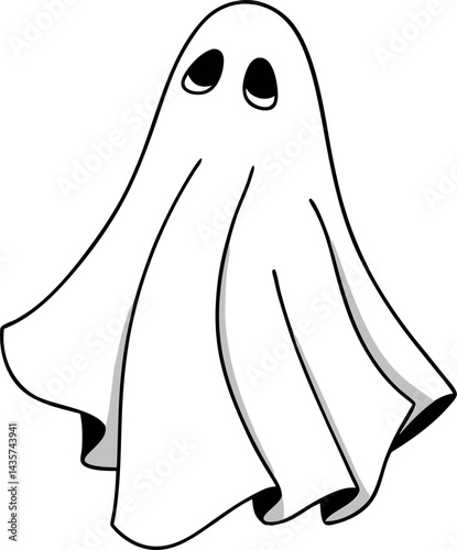 Ultimate Spooky Ghost Vector Illustration – Classic Haunted White Sheet Clipart for Viral Halloween Art, Decor & Trick-or-Treat Designs