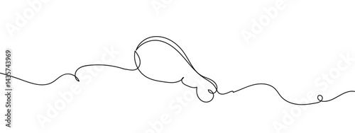 Continuous line, chicken leg, food hand drawn line drawing illustration, vector, transparent background.