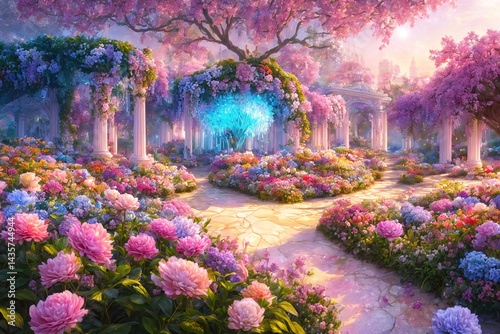 Paradise landscape with bea...
