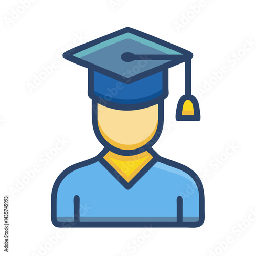 Graduation icon representing student or scholar with cap