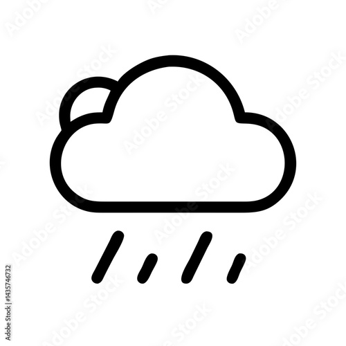 A simple illustration of a stylized cloud with gentle raindrops falling down. Evoking the mood of a rainy day, symbolizing weather and climate.