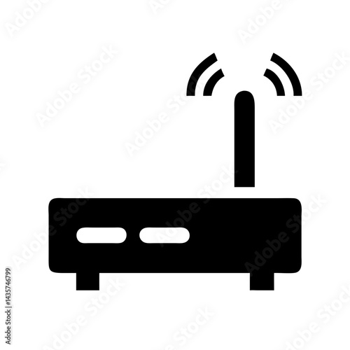 A clean, high-contrast depiction of a modern router, symbolizing connectivity and digital communication, showcasing essential tech functionality.