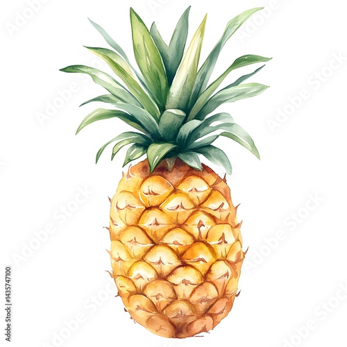 Vibrant illustration of a tropical pineapple with lush foliage.