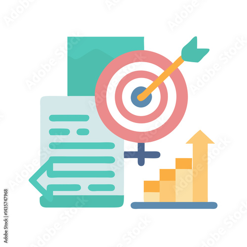 Business target success with arrow financial report progress symbol