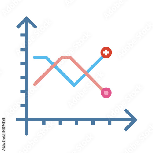 Graphical data comparison with two lines on coordinate system