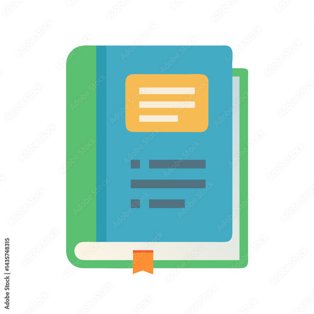 Flat design illustration of a closed book with bookmark Flat design illustration of a closed book with bookmark