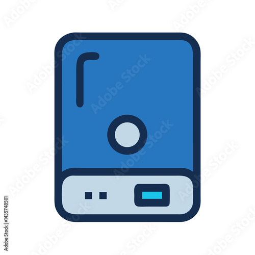 Stylized icon of external hard drive on black background