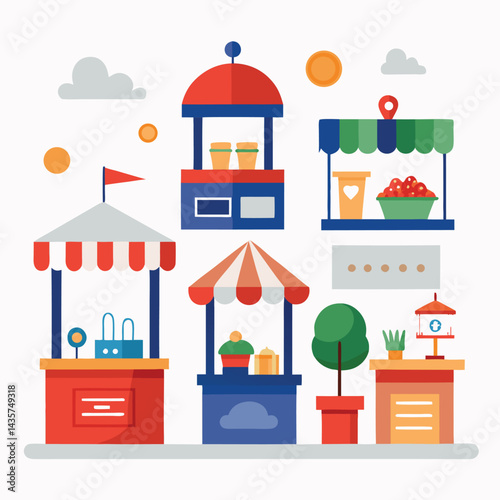 community service booths icon on white background