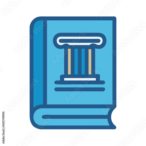 Law book icon symbol design concept in blue tones