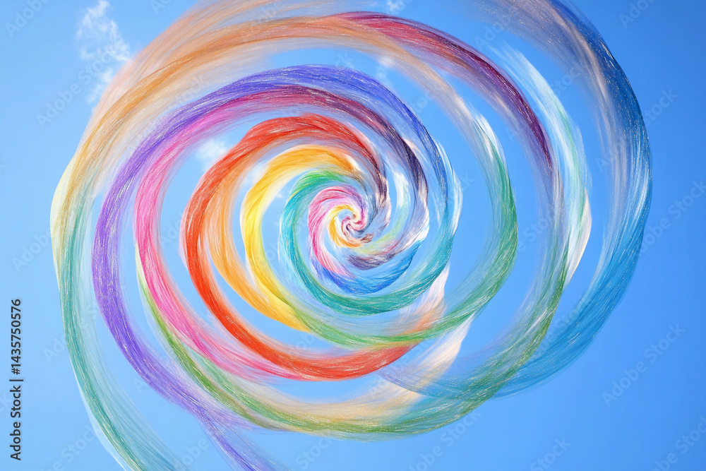 Naklejka premium Colorful swirling galaxy creating a mesmerizing vortex effect in space at night