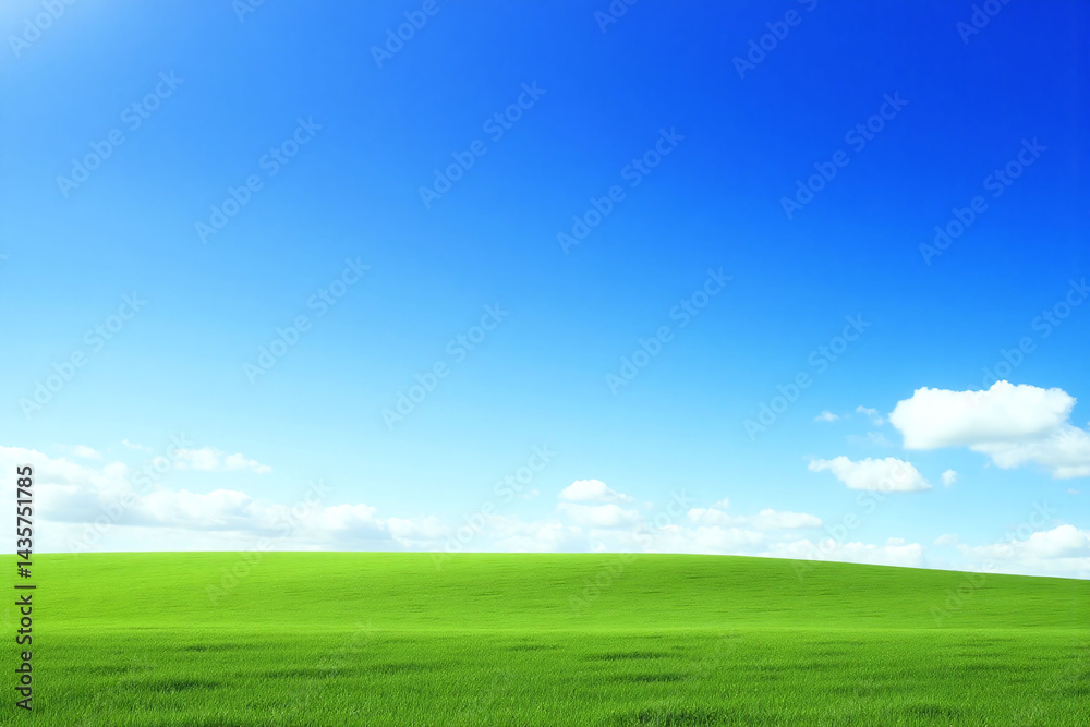 Fototapeta premium field of green grass under a blue sky