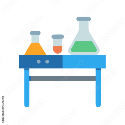 Laboratory glassware on a table for experiments in science