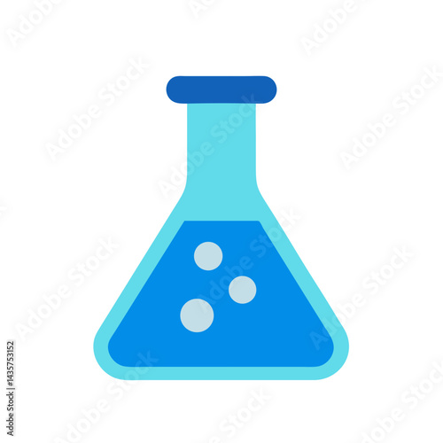 Flat design illustration of a science beaker with liquid