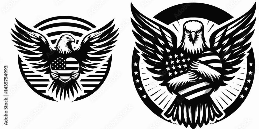 Bald eagle with American flag print on wings hugging a plain circle labeled LIBERTY. 4th of july Independence Day patriotic Clipart. Bald eagle with American flag print on wings hugging a plain circle labeled LIBERTY. 4th of july Independence Day patriotic Clipart.