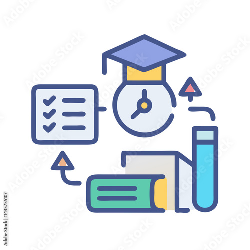 Education and learning path stock image with different elements