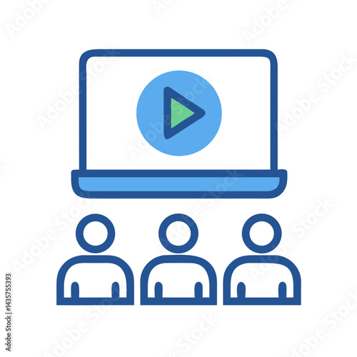 Webinar presentation concept on computer with audience watching