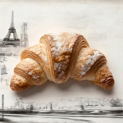 croissant on a french illustration background