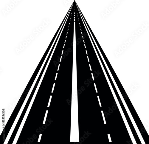 Straight Road Silhouette Vector – Simple Black Highway