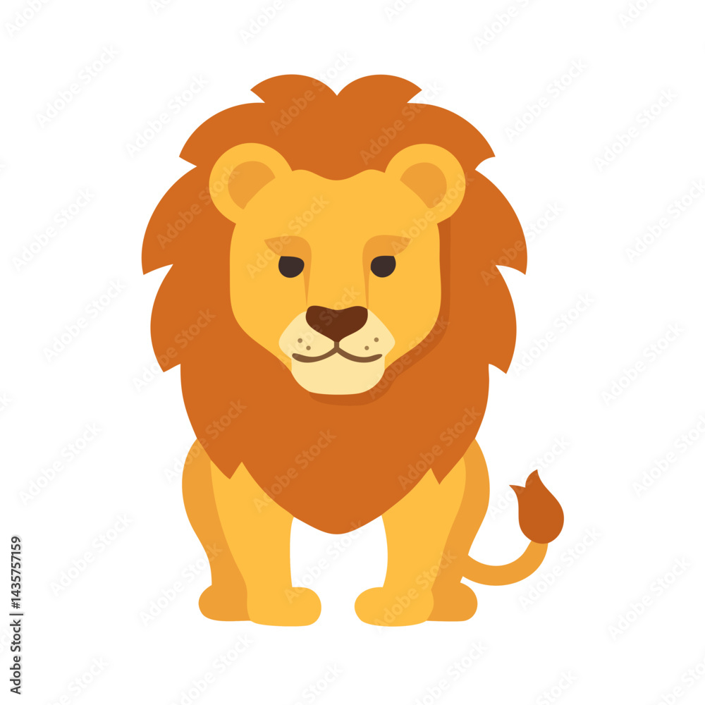 Obraz premium Cartoon Lion Illustration in Flat Style on Black Background