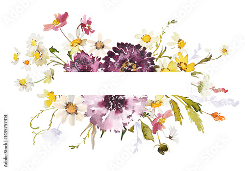 Watercolor Wildflower Greeting Card with Floral Frame