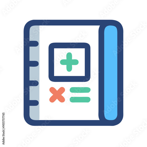 Minimalist style Math notebook icon with simple calculations
