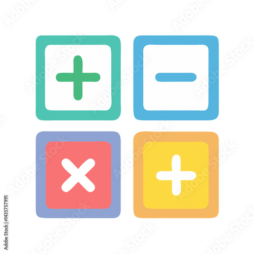 Calculator buttons showing plus minus multiply and plus operations