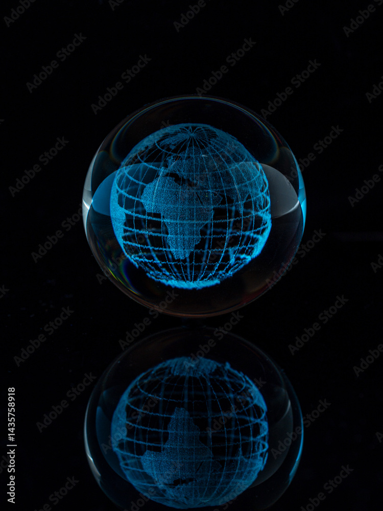 globe in the transparent glass isolated