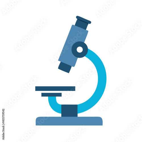 Blue microscope vector illustration in flat design style