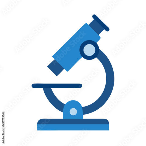 Blue flat design microscope graphic on black background illustration