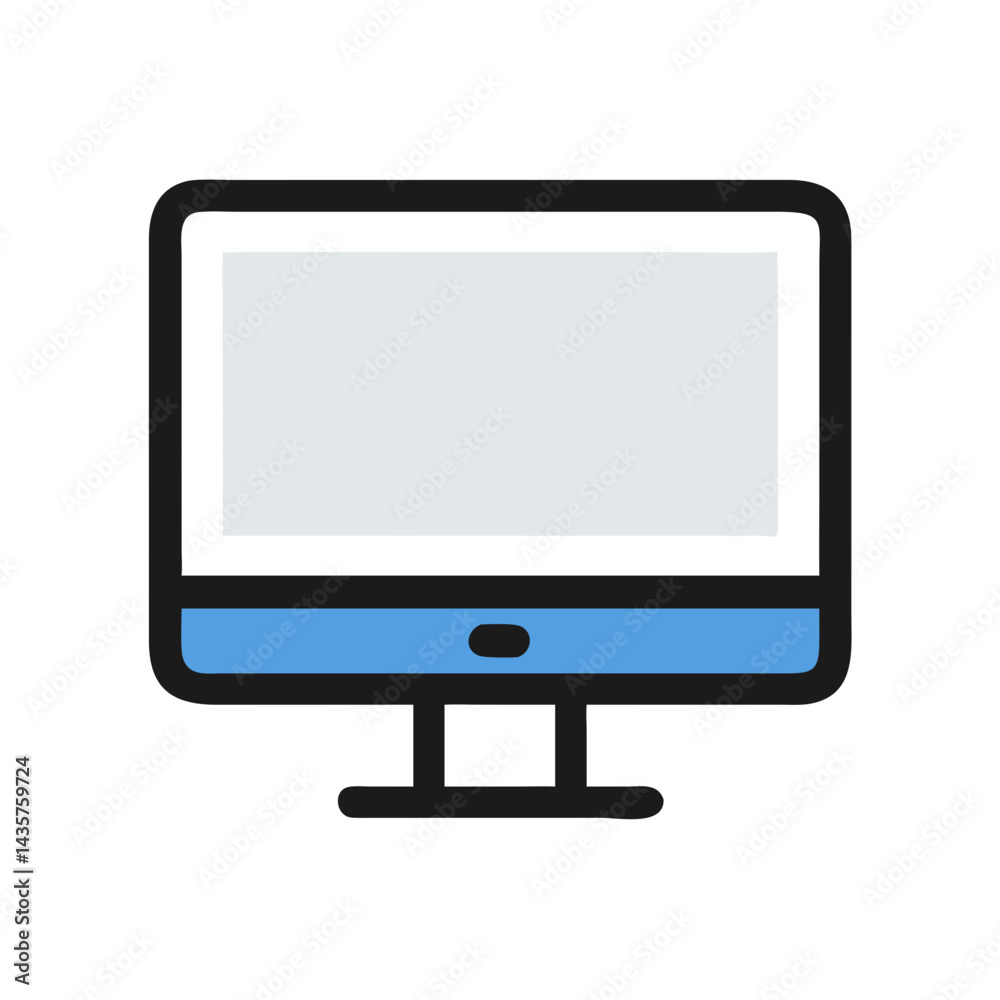 Flat design desktop computer icon on black background Flat design desktop computer icon on black background