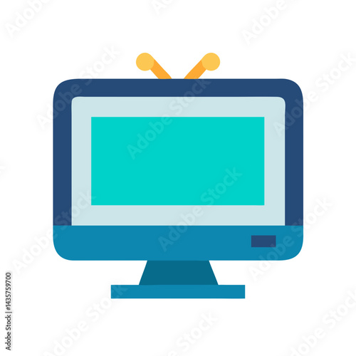 Retro TV Illustration with Antennae on a Dark Background