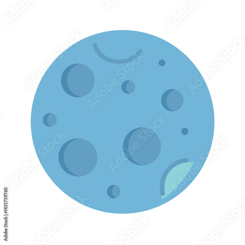 Blue cartoon planet with craters on a black background