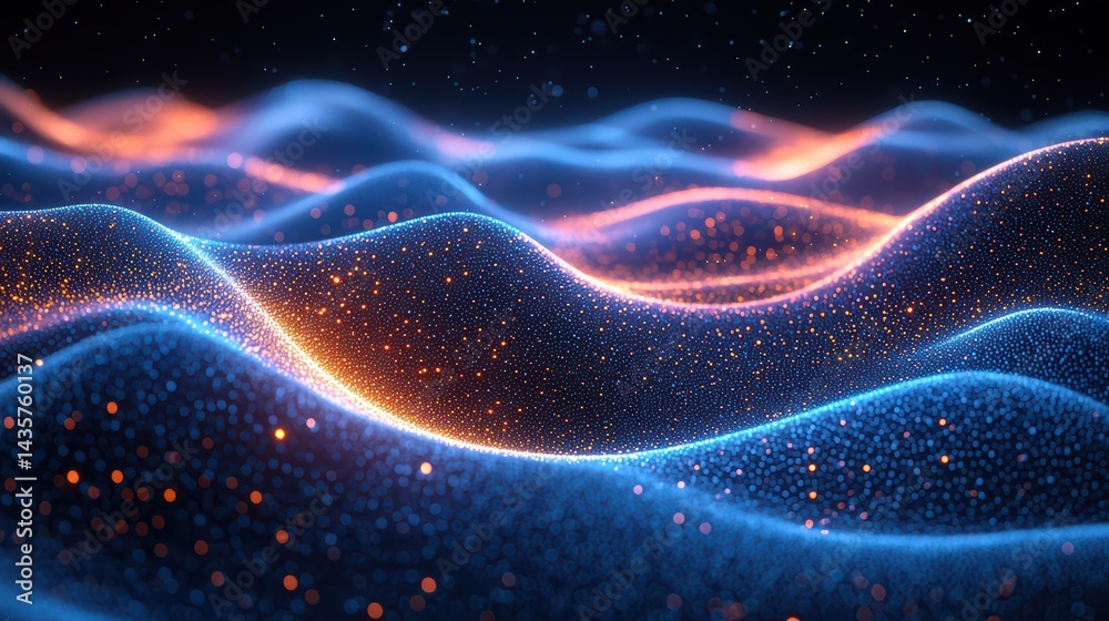 Fototapeta premium Cascading digital waves in abstract form with fluid energy jpeg background image