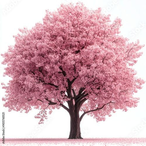 Lush pink cherry blossoms adorn a majestic tree.