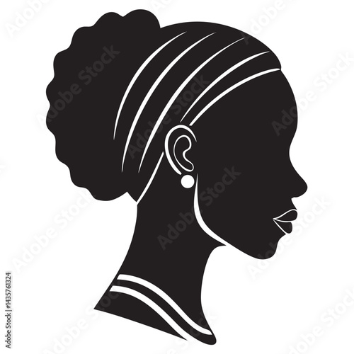 Face of African black woman in profile 
