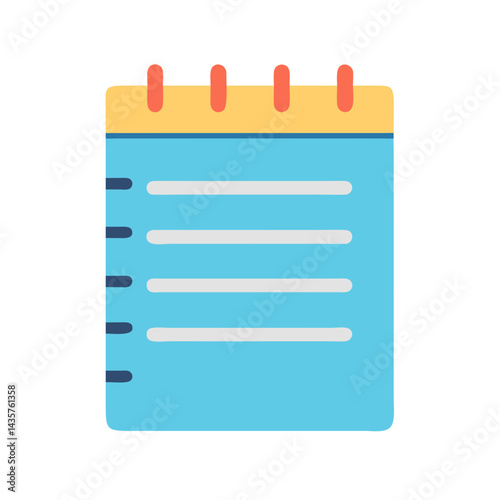 Stylized blue notepad with rings and horizontal lines illustration