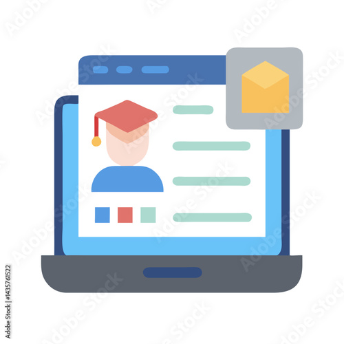 Online education platform with student profile and messaging icon