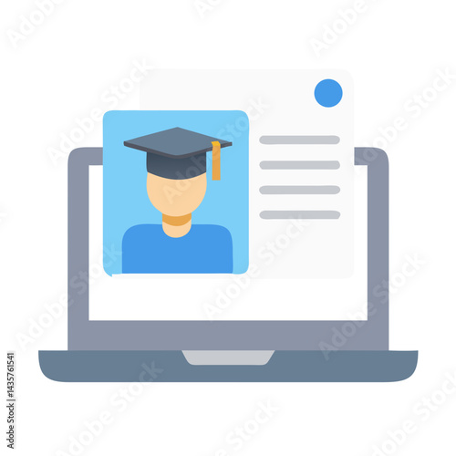 Online learning concept with graduation and academic record display