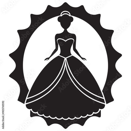 Princess in a magnificent dress in a retro frame