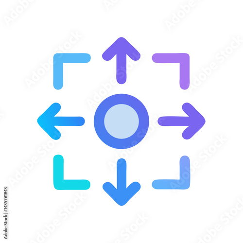 Flat vector icon representing expansion or distribution outwards direction