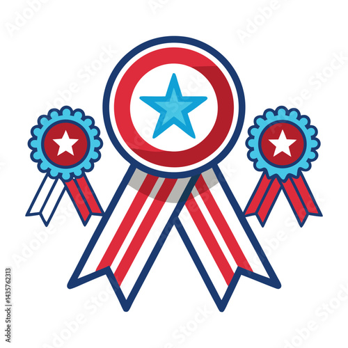 patriotic pins and ribbons icon on white background