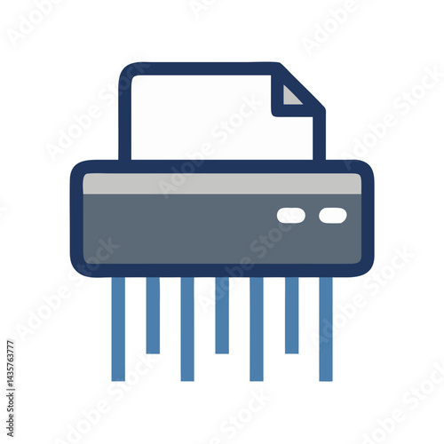 Paper shredder flat icon for document security concept