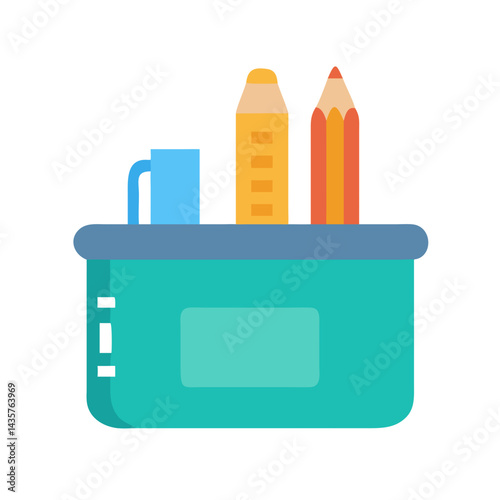 Minimalist vector illustration of a pencil holder with tools